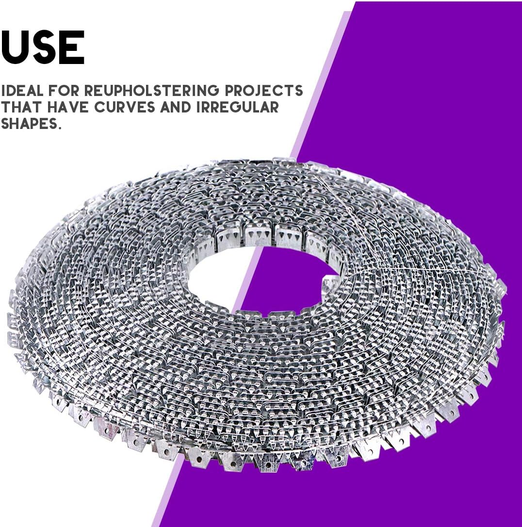 Swpeet 65 Feet Flexible Metal Tack Strip Three-Tooth Upholstery Curve Ease Grip for Furniture, Chairs, Sofa Finish Edges on Curved Arms, Wingback or Arched Portion of Chairs image number 1