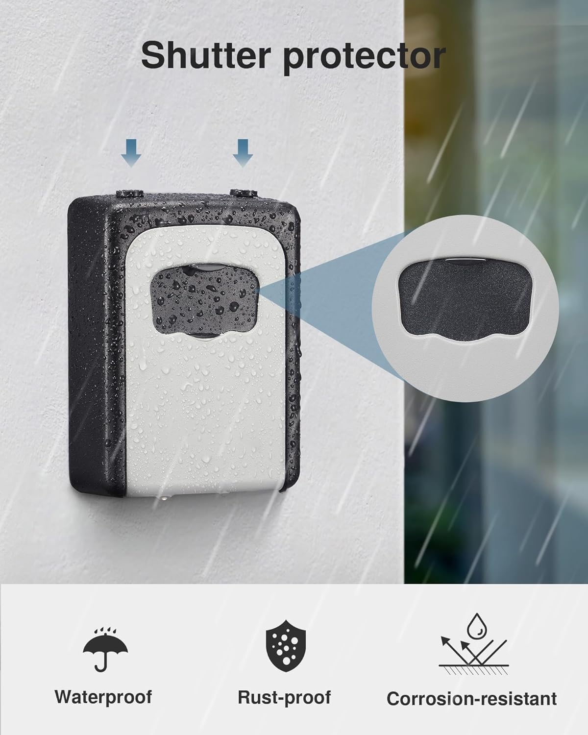 Bokmaton 4-Digit Combination Lock Box, Waterproof & Portable Key Safe with Removable Chain, Wall Mountable Outdoor Key Box for Home, Vacation Rental - 1 Pack image number 1