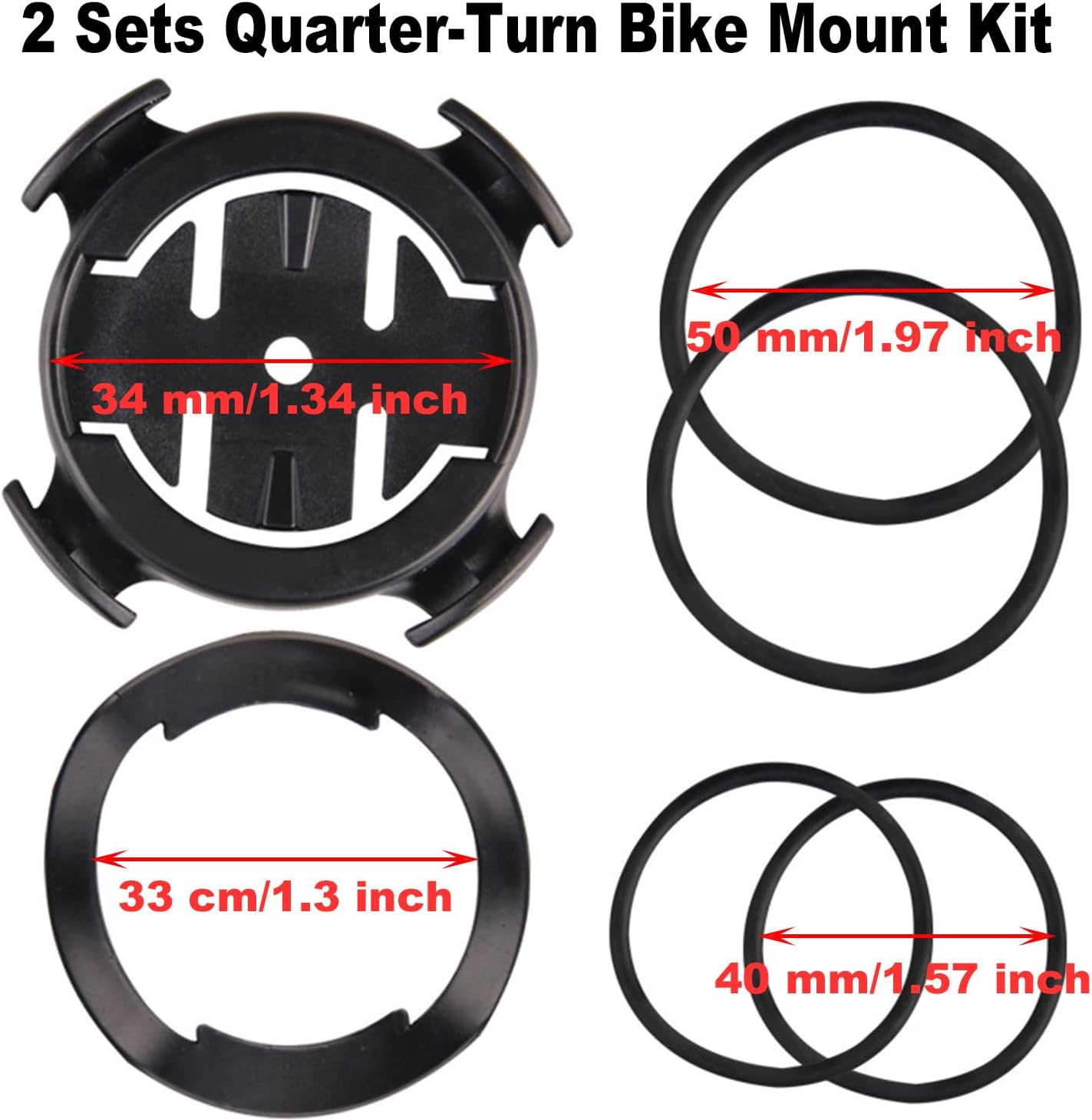2 Sets Quarter-Turn Bike Mount Kit Compatible with Garmin Edge/Plus/Explore/Touring/Xoss G/G+ Cycling Mount Quarter Turn Edge GPS Computer Bracket Bicycle Extended Mount MTB Accessories image number 4