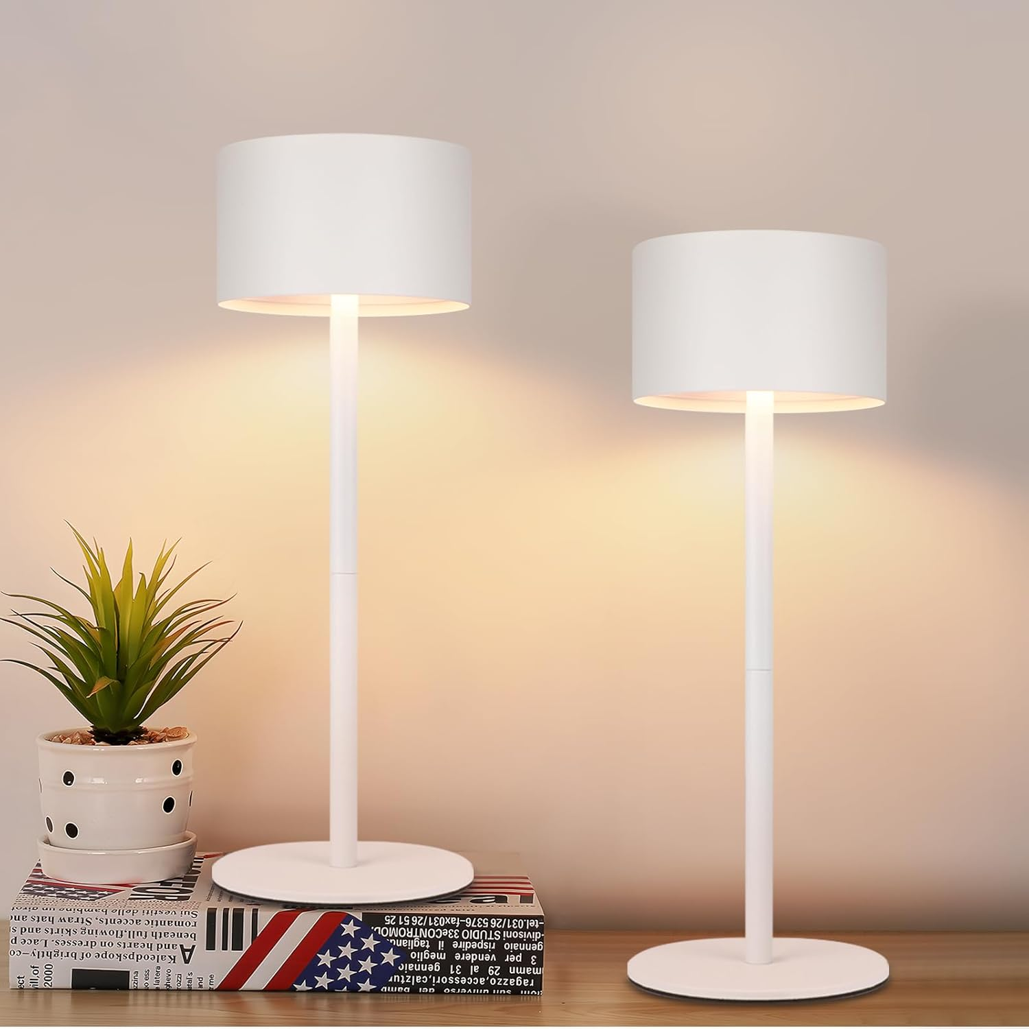 Homefire LED Table Lamp Wireless 2: Touch Dimmable Table Lamp with 3 Colour Temperatures Height Adjustable USB Rechargeable Battery Portable Waterproof Table Lamp for Indoor Outdoor Dining Room