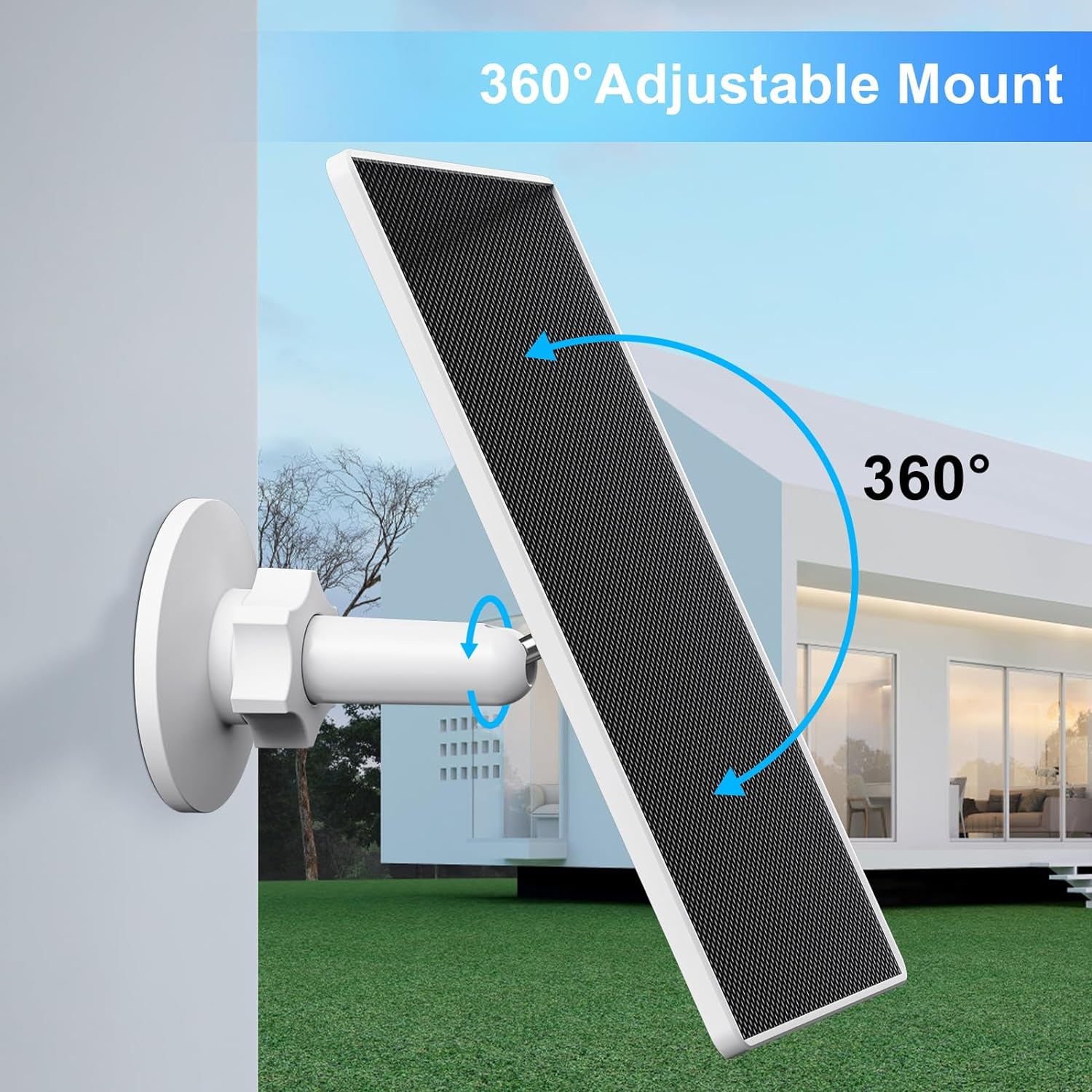 SANKABA Solar Panel for Eufy Camera,6W Solar Charger for Eufy E,2C/2C Pro,2/2Pro,E20/E40,Solo,Solocam Spotlight Outdoor Camera,Ip65 Waterproof Usb-C/Micro USB Connector & Rubber Plug(White) - White image number 6