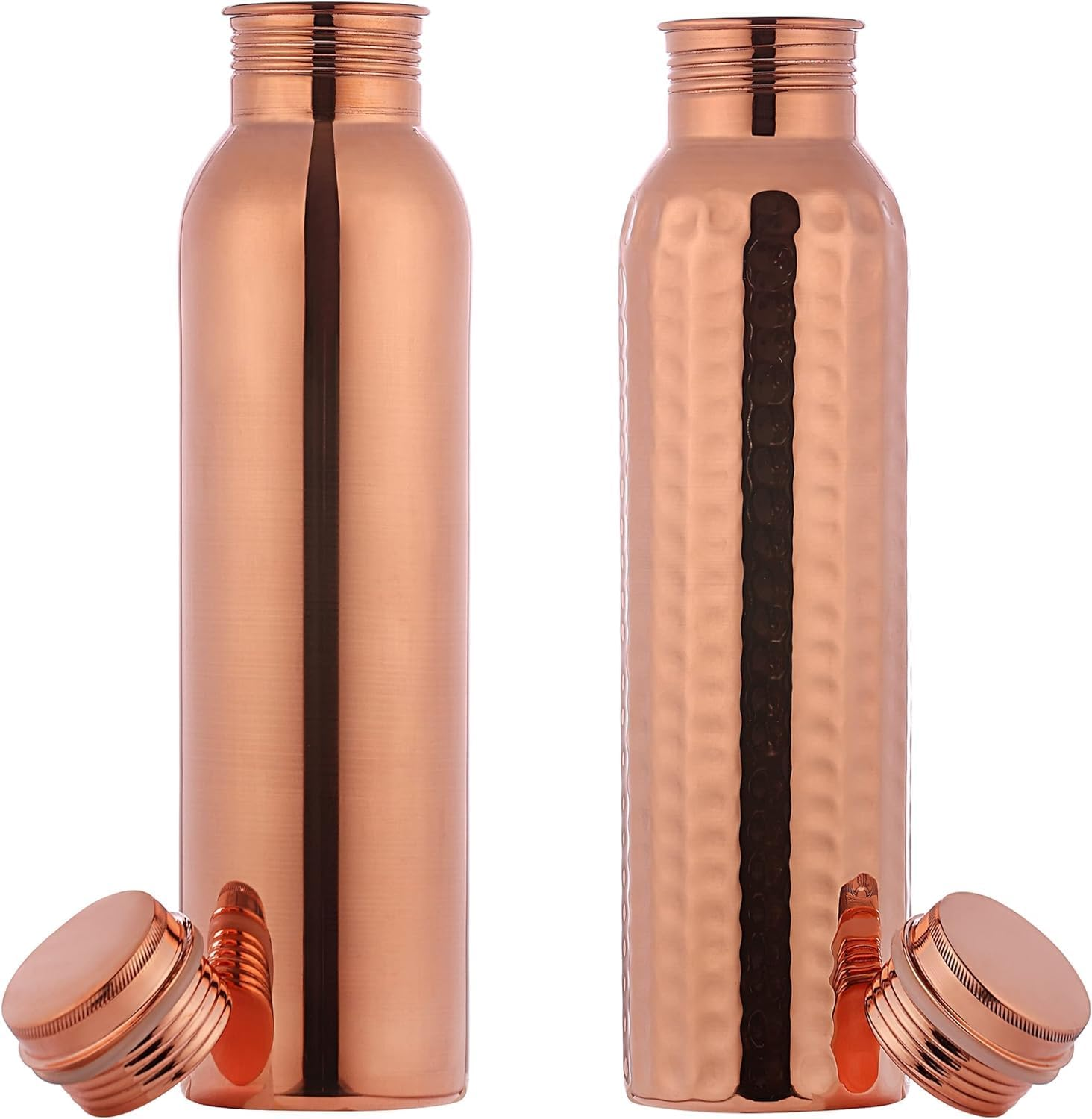 Healthgoodsau - Set of 2 Pure Copper Water Bottles 950Ml | Leak-Proof Ayurvedic Copper Water Bottle for Health Benefits | Joint-Less Copper Water Bottles