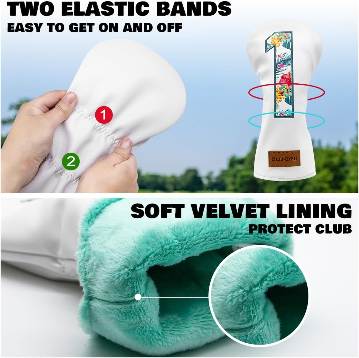 BAIRBRE Golf Club Covers Driver Covers Fairway Wood Headcover Hybrid Cover Leather Mallet Putter Covers Blade Headcovers Golf Head Covers for Most Brand image number 4