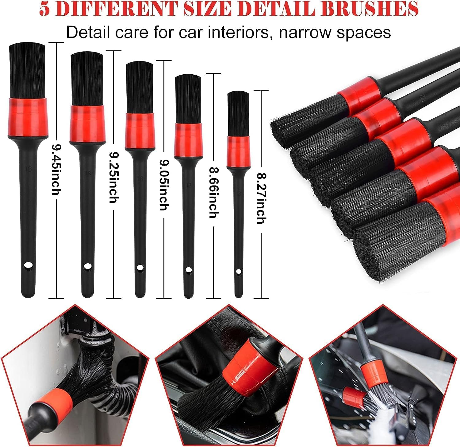 30 Pcs Car Cleaning Kit Interior Detailing Brush Kit, Car Detailing Drill Brush Set with Cleaning Gel, Microfiber Towels and Wax Sponge, for Car Interior Exterior Cleaning, Dashboard, Wheel image number 1