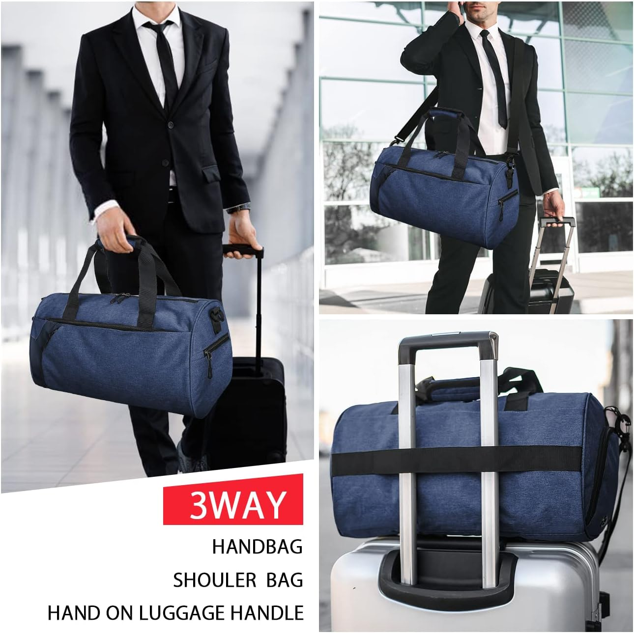 Duffle Bag for Men Women 40L Waterproof Sport Duffels Bags Gym Travel Bag with Shoes Compartment Weekender Overnight Bags Lightweight Carry on Bag with Wet Pocket,Navy - Navy image number 4