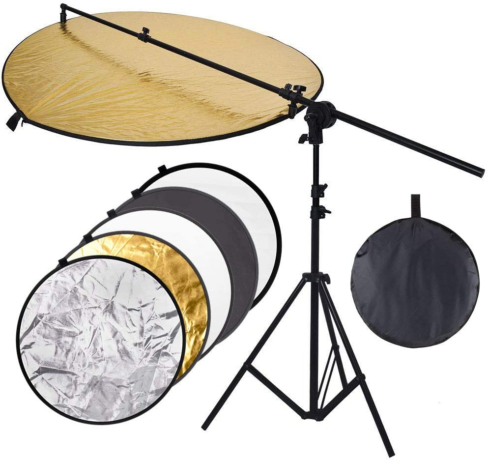 Photo Studio 32" 80Cm 5 in 1 Collapsible Multi-Disc Reflector + Reflector Boom Arm Stand Kit: 67 Inch Reflector Holder Bracket, 79 Inch Light Stand for Photo Video Portrait Photography image number 6