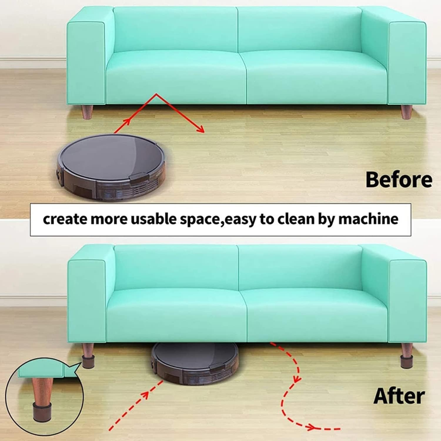 Furniture Bed Risers 2 Inch Carbon Steel, BRUIQIM Self-Adhesive Bed Riser, Table Riser, Sofa Riser, Furniture Riser Adds 2" in Height,Solid Steel Bed Riser Supports 5000 Lbs (Brown, Black) image number 1