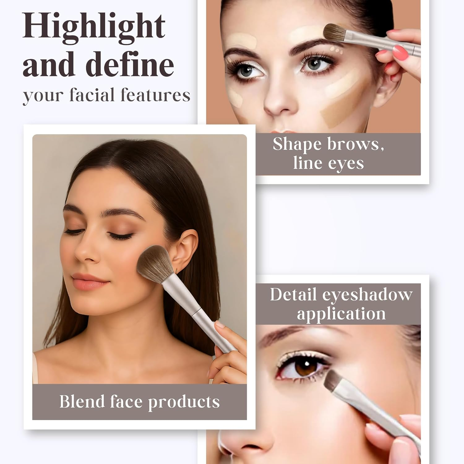 Makeup Brush Set (15 Pieces) - Includes Foundation, Powder, Concealers, Highlighter, Contour, Eye Shadows & Blush Makeup Brushes - Face & Eye Make up Brushes with Synthetic Bristles