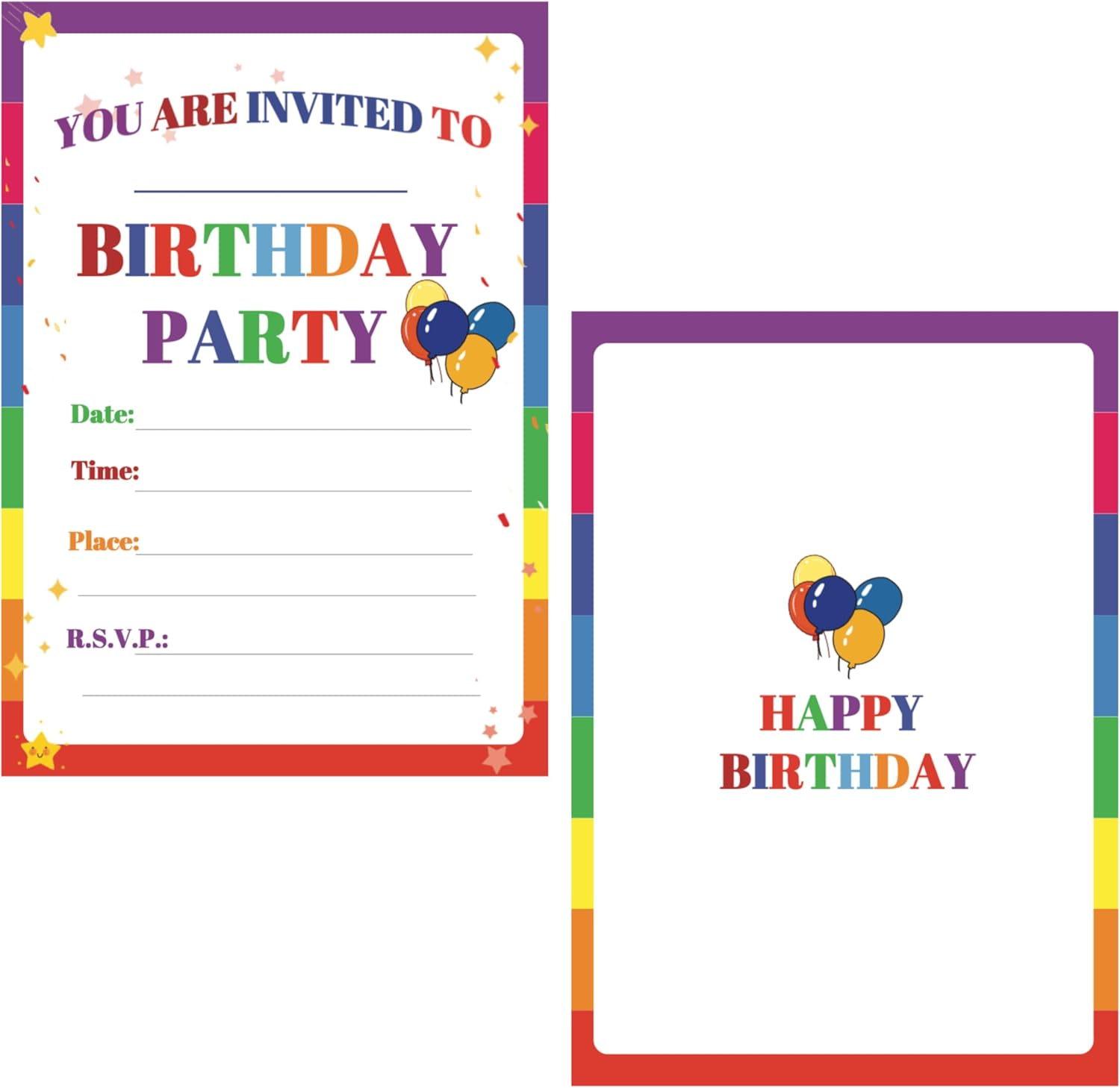32 Birthday Invitation Cards,Uniquely Designed Birthday Cards for Children,Men, Women and Kids (Multicolor) image number 4