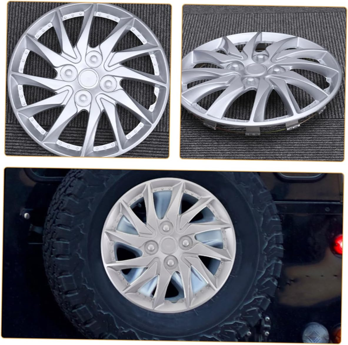 Luxshiny 2Pcs 14-Inch Automotive Hubcaps Wheel Rim Covers Full Silver Car Hub Caps Replacement Decorative Covers for Vehicle Wheels