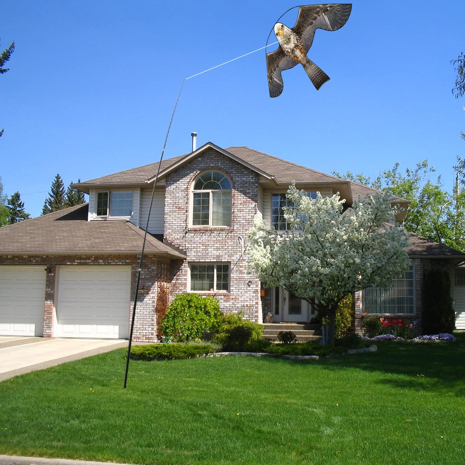 Flerigh Bird Hawk Flying Kite with Pole Crops Farm Protector Bird Scarer Flying Kite with 4M Telescopic Pole Professional for Farm Garden - 4 Meters, Style A With 4M Pole image number 5