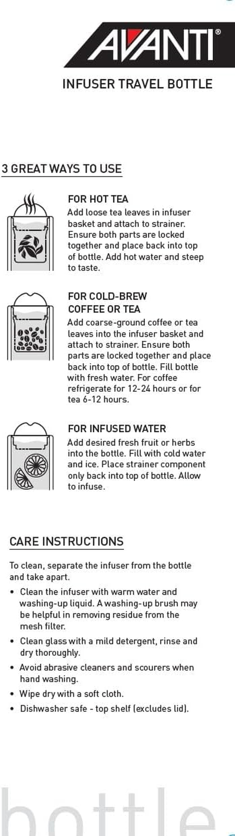 Avanti Tea Infuser Travel Bottle, 450 Ml Capacity image number 1