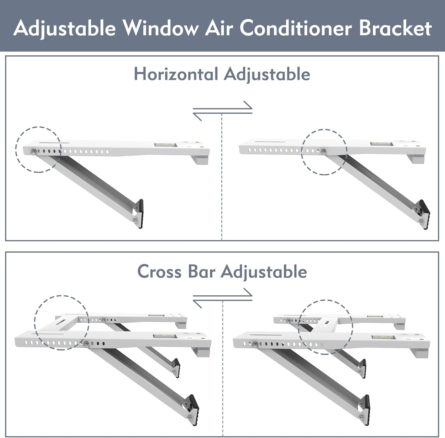 Flamorrow Window Air Conditioner Bracket, Heavy Duty Air Conditioner Support Bracket with 2 Arms, Universal Window AC Bracket Holds up to 200 Lbs for 5000 to 22000 BTU image number 1