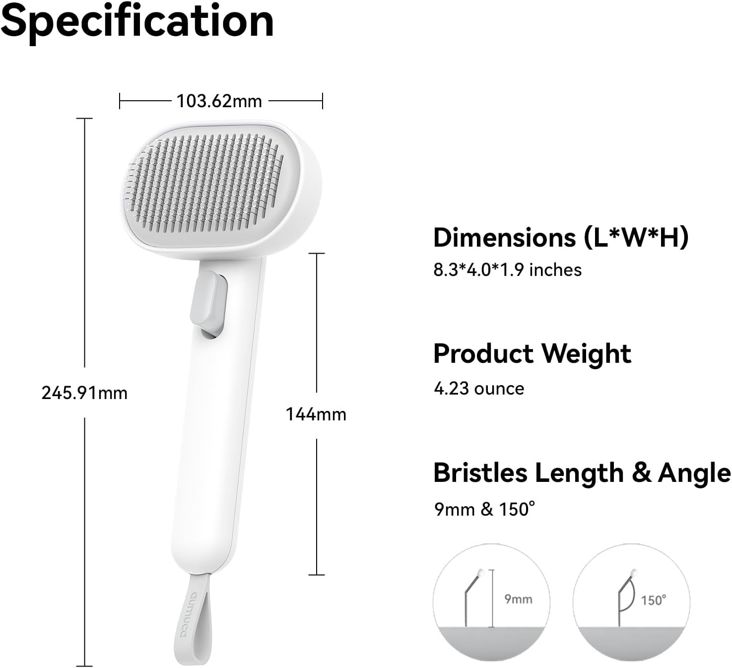 Aumuca Cat Brush with Release Button, Cat Brushes for Indoor Cats Shedding, Cat Brush for Long or Short Haired Cats, Cat Grooming Brush Cat Comb for Kitten Rabbit Massage Removes Loose Fur, White - Green image number 5