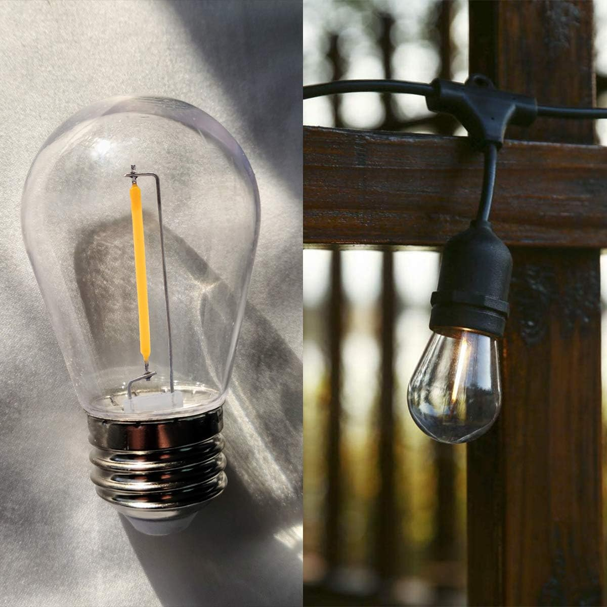 MZYOYO S14 1W E27 LED, E27 LED Vintage Edison Light Bulb, 1W LED Filament Lamp, LED Light Bulb E27, for S14 Outdoor LED Fairy Lights, 2200 K Warm White, Not Dimmable, for Party, Christmas, Plastic, image number 5