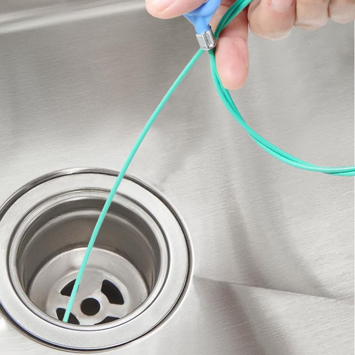 Pack of 6 Drain Cleaner Spiral, 90 Cm Long Spiral Drain Pipe Cleaning, Drain Spiral Stainless Steel Cleaning Hook Sticks, Flexible Pipe Cleaning Brush, Pipe Brush, Hair Catcher for Drain image number 4