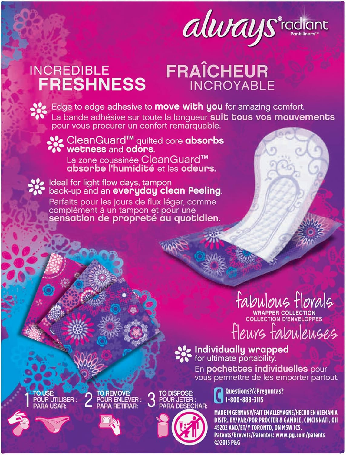 Always Radiant Pantiliners, Regular, Unscented, 96 Liners (Pack of 2) image number 4