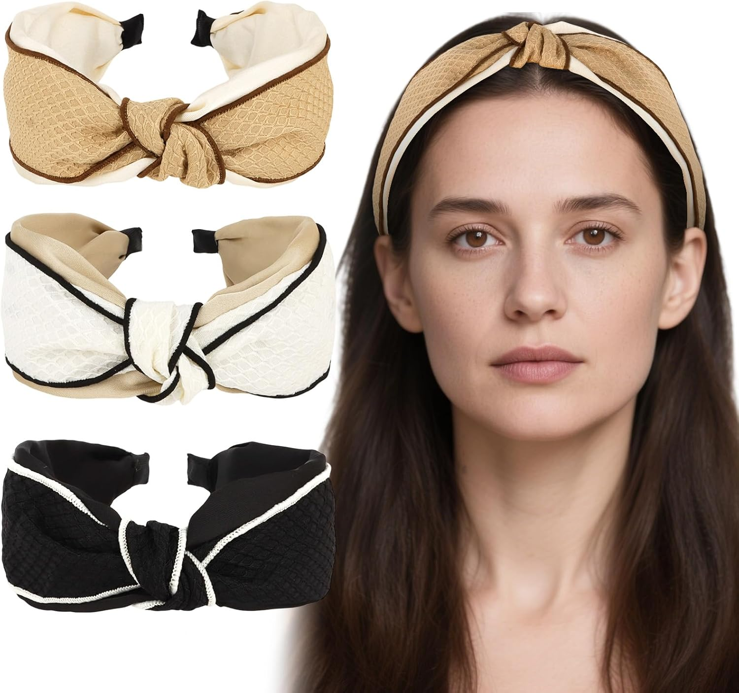 EXIPSAT Women'S Headband Set, Wide Headband & Hair Band, Colourful Hair Accessories with Wrap Look for Women, Pack of 3 image number 3