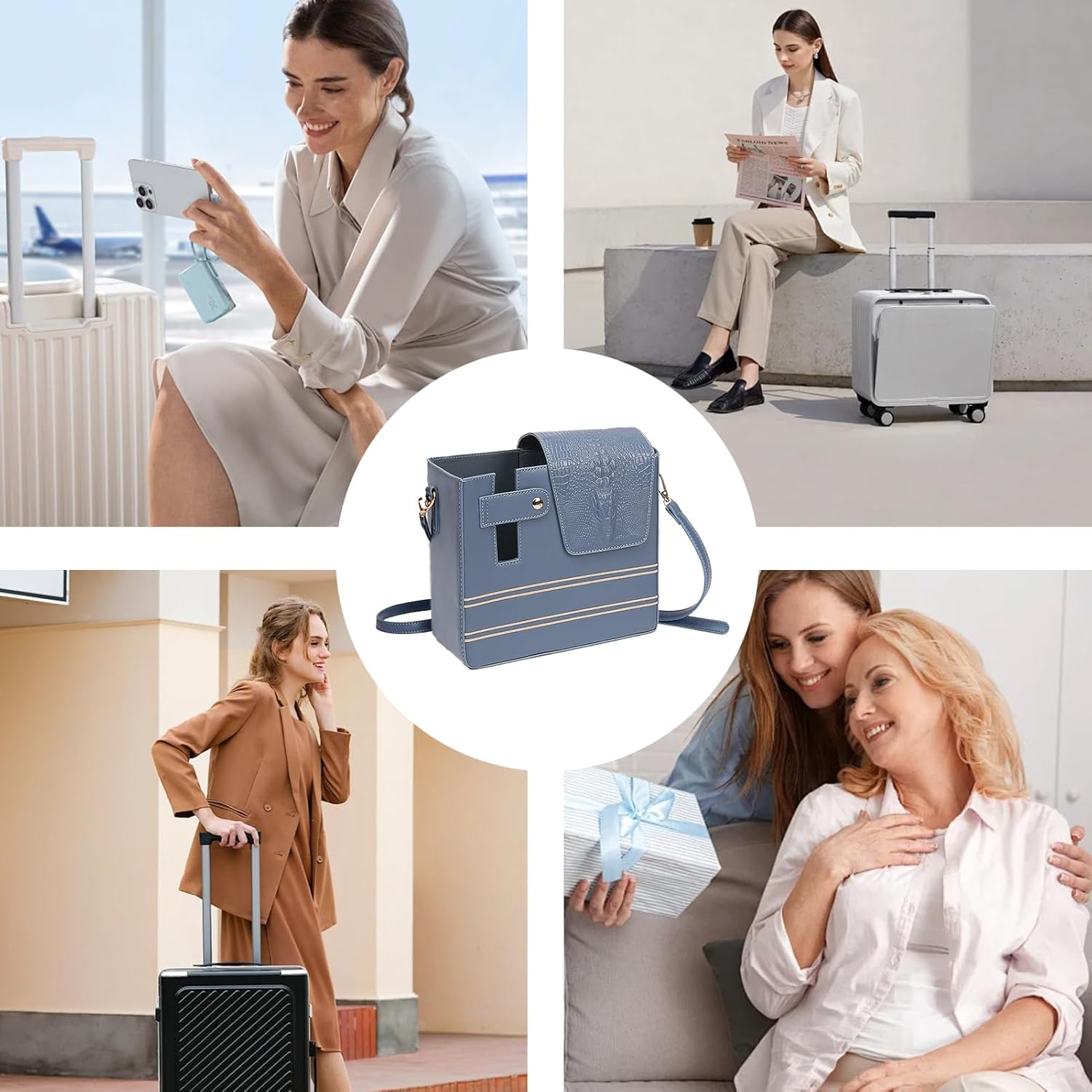 Bag with Cup Holder | Waterproof | Water Bottle Carrier Bag,Strap Pockets for Outdoor Sports Gym Walking Hiking Travel Commuting Camping Cycling - Blue image number 4