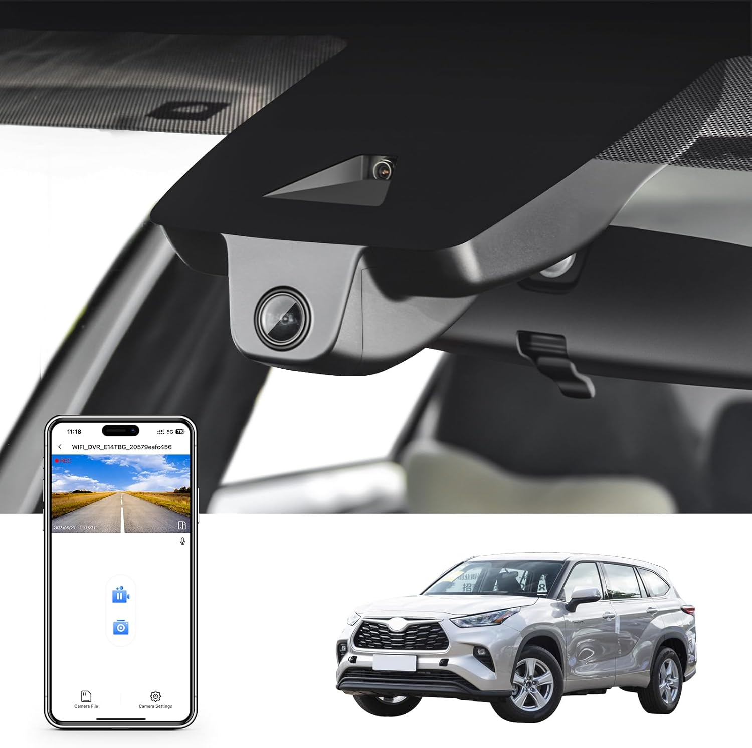 Mangoal Front 4K & Rear 1080P Dash Cam for Toyota Kluger & Hybrid Gen4 UX70 2020 2021 2022 2023 2024 2025 (Model A), XLE XSE Limited Platinum, Integrated OEM Look, App & Wifi,Gps,128Gb Card image number 2