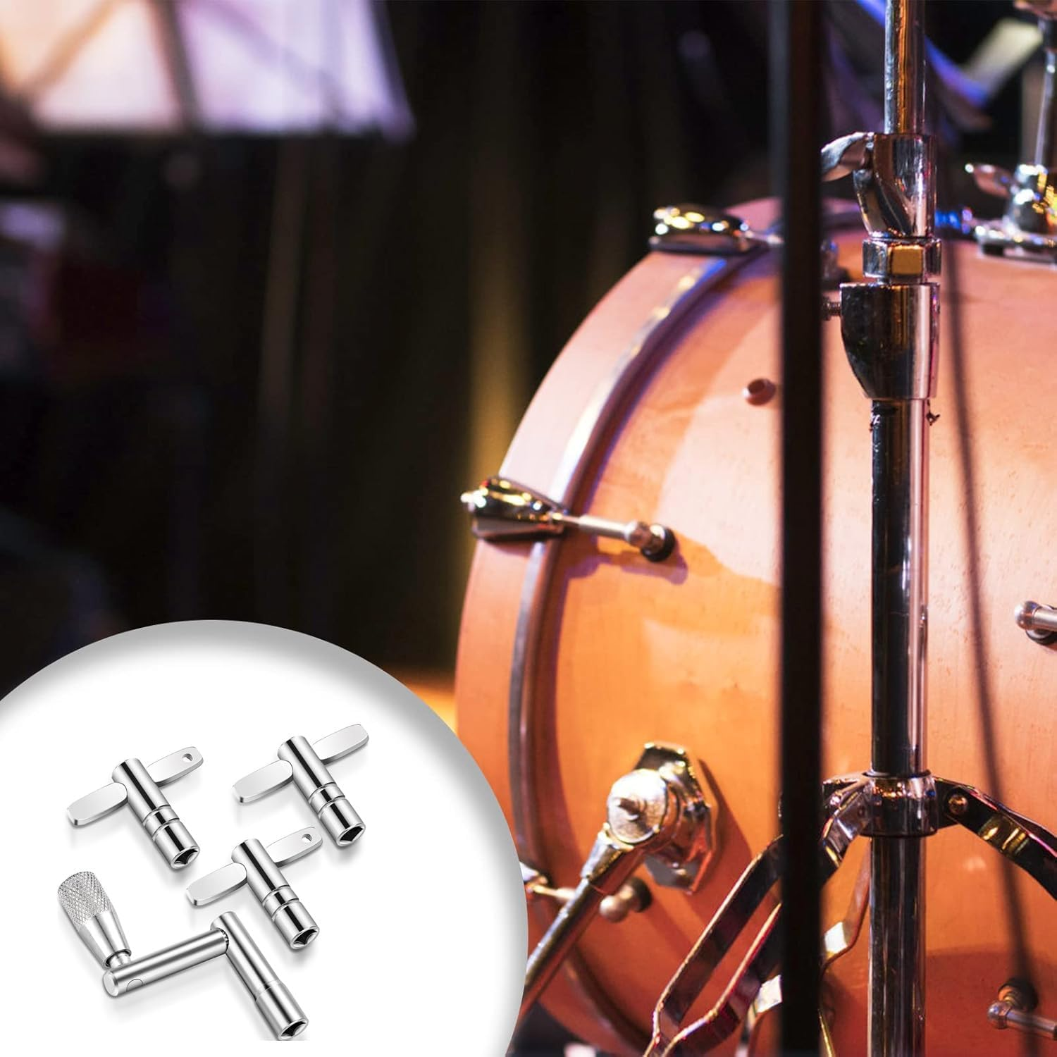 YKHNIS Drum Keys, 4-Pack Drum Tuning Key with Continuous Standard Motion Speed Key,Metal Drum Keys Tuner, Drum Set Hardware Key Tool image number 3