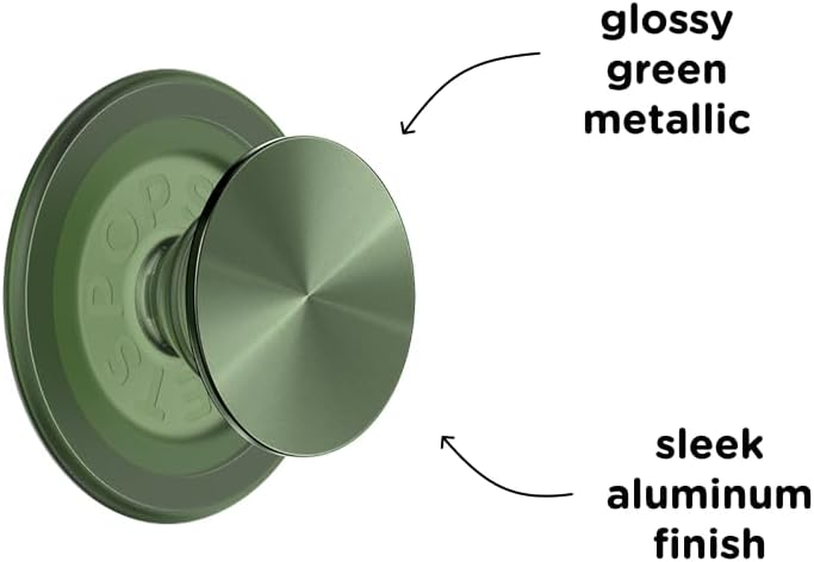 Popsockets Phone Grip for Magsafe with Kickstand, Magnetic Stand, Swappable Top, Secure Hold for Iphone Magsafe Cases, Phone & Tablet Grip - Aluminium Radial Olive - Olive image number 2