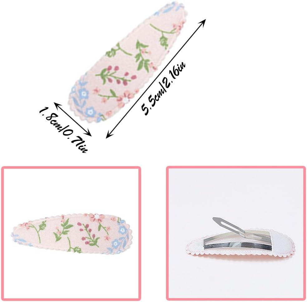 28Pcs Baby Hair Clip, Betterjonny Floral Snap Hair Clips Cloth Metal Hair Clips Cute Pattern Hair Pins Hair Accessories for Baby Toddler Kids image number 5
