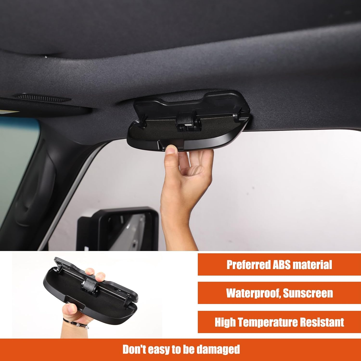 Heutamo Sunglasses Holders Compatible with Toyota Land Cruiser Prado 250 J250 LC250 2024 2025, ABS Glasses Holder Sunglasses Case Storage Box Replace for Overhead Roof Grab Handle (Black) image number 2
