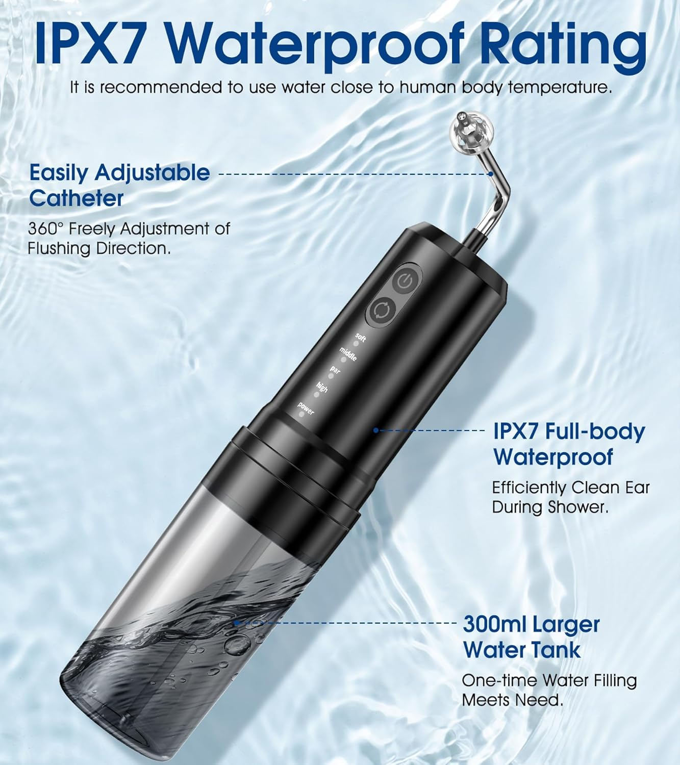 Ear Wax Removal Kit,Usb Electric Water Powered Ear Cleaner with 10 Replaceable Tips,4 Cleaning Modes IPX7 Waterproof Ear Irrigation System Reusable Ear Flushing Cleaning Tool for Kids Adults Home Use image number 3