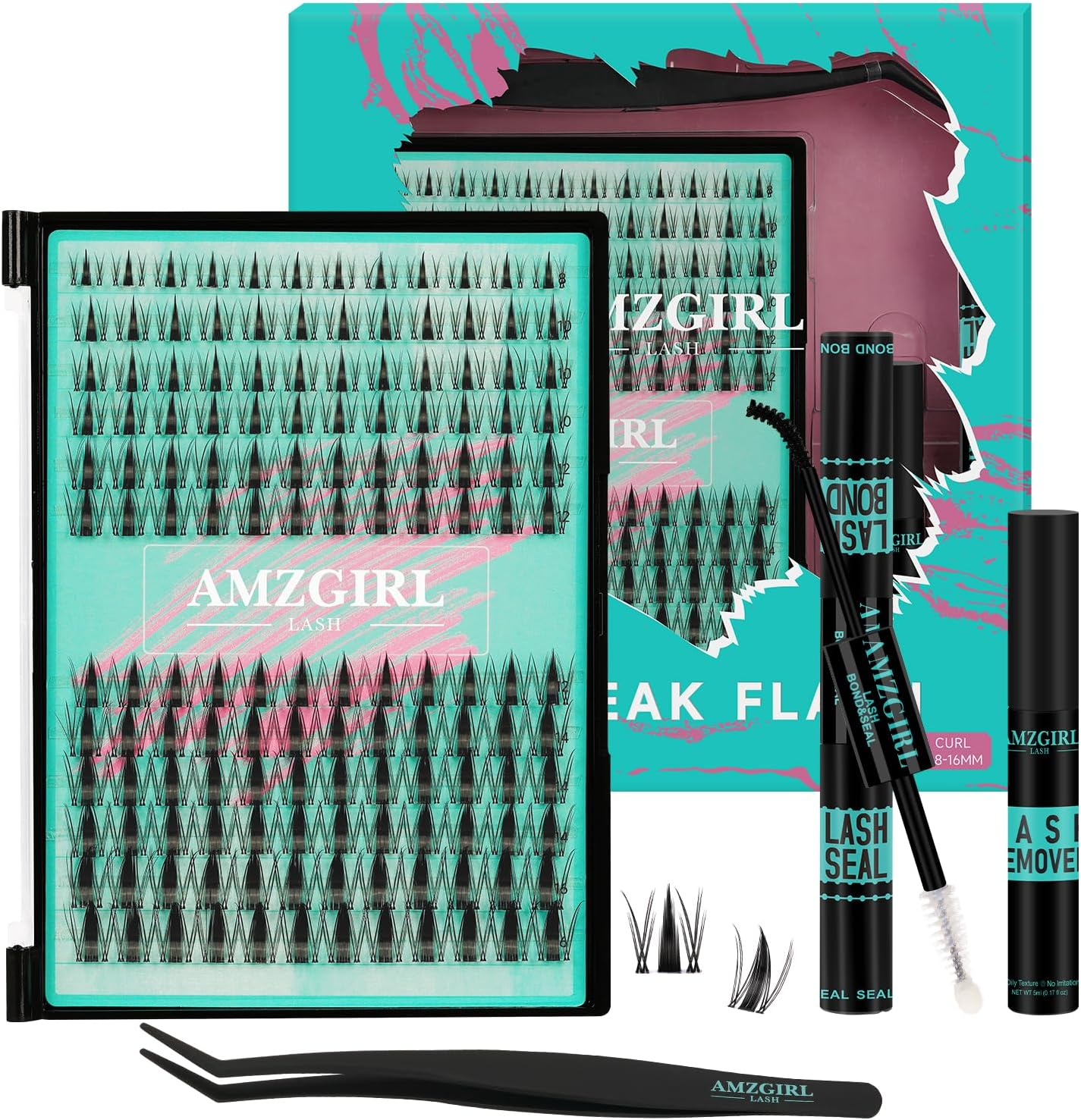 Manga Lash Clusters Kit 144PCS Fairy Eyelash Extension Kit with Bond and Seal, Fake Eyelashes Clusters with Invisible Lash Band, Glue Remover and Applicators (8-16Mm Kit,Black Bond) image number 6