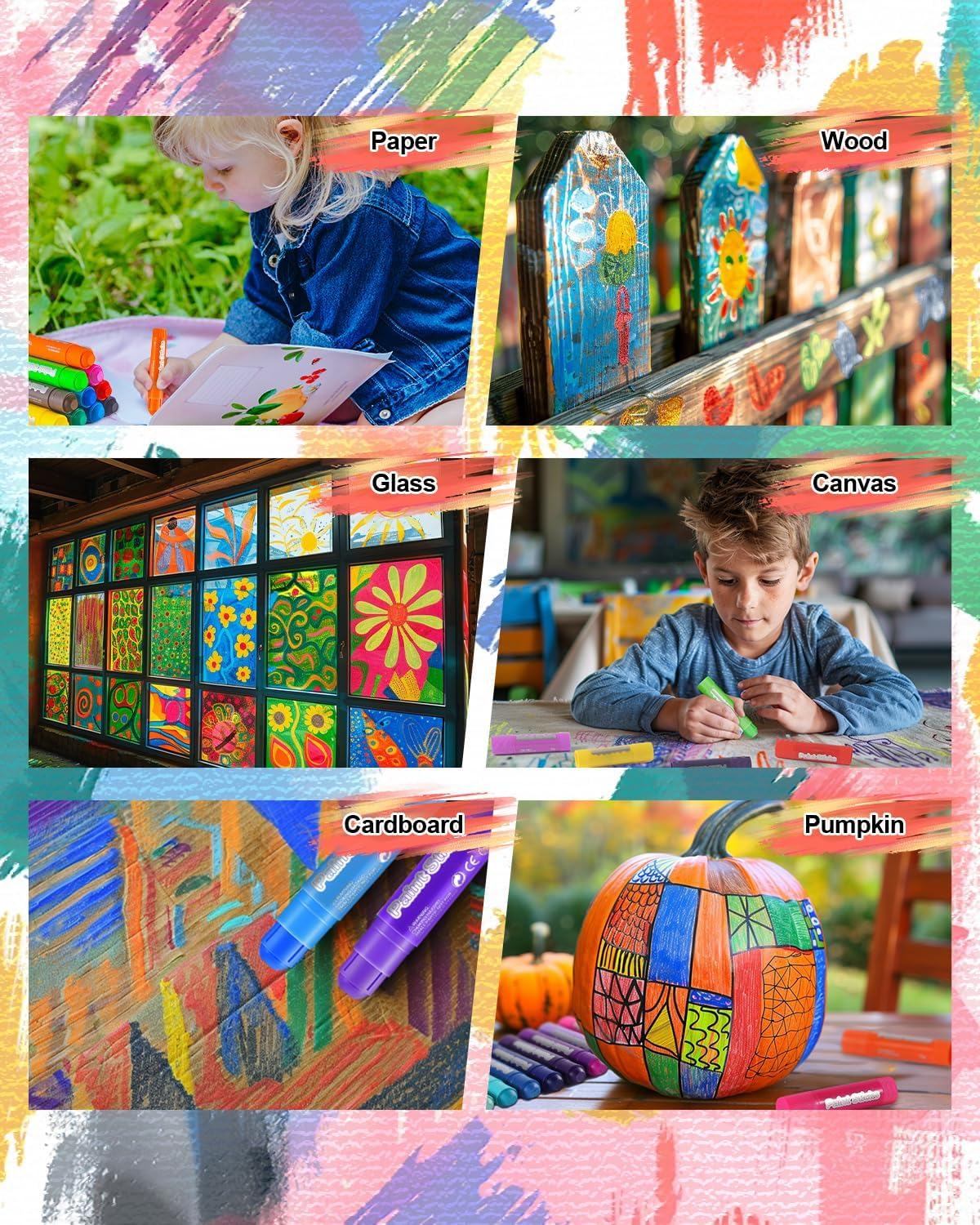 Roizefar Tempera Paint Sticks Kit,12 Colors Paint Sticks, Quick Drying, Safe and Washable Paints Crayons for Kids, Suitable for Paper, Wood, Canvas