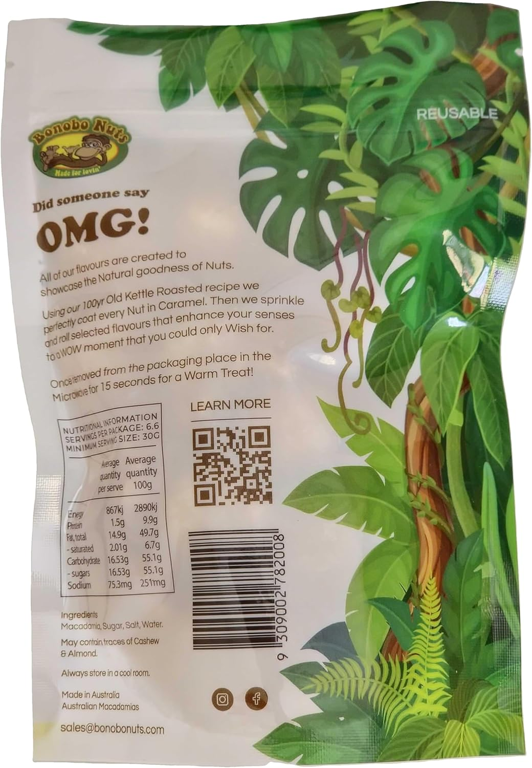 Salted Caramel Macadamias - 120G - Lightly Roasted and Coated in Salted Caramel image number 1