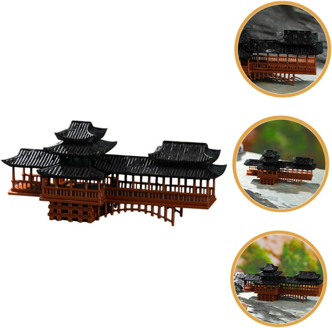Miniature Landscape Bridge Bonsai Ornament Small Vintage Patio Garden Micro Decor 10X3.7X4.3Cm for Courtyard and Indoor Bonsai Display image number 5