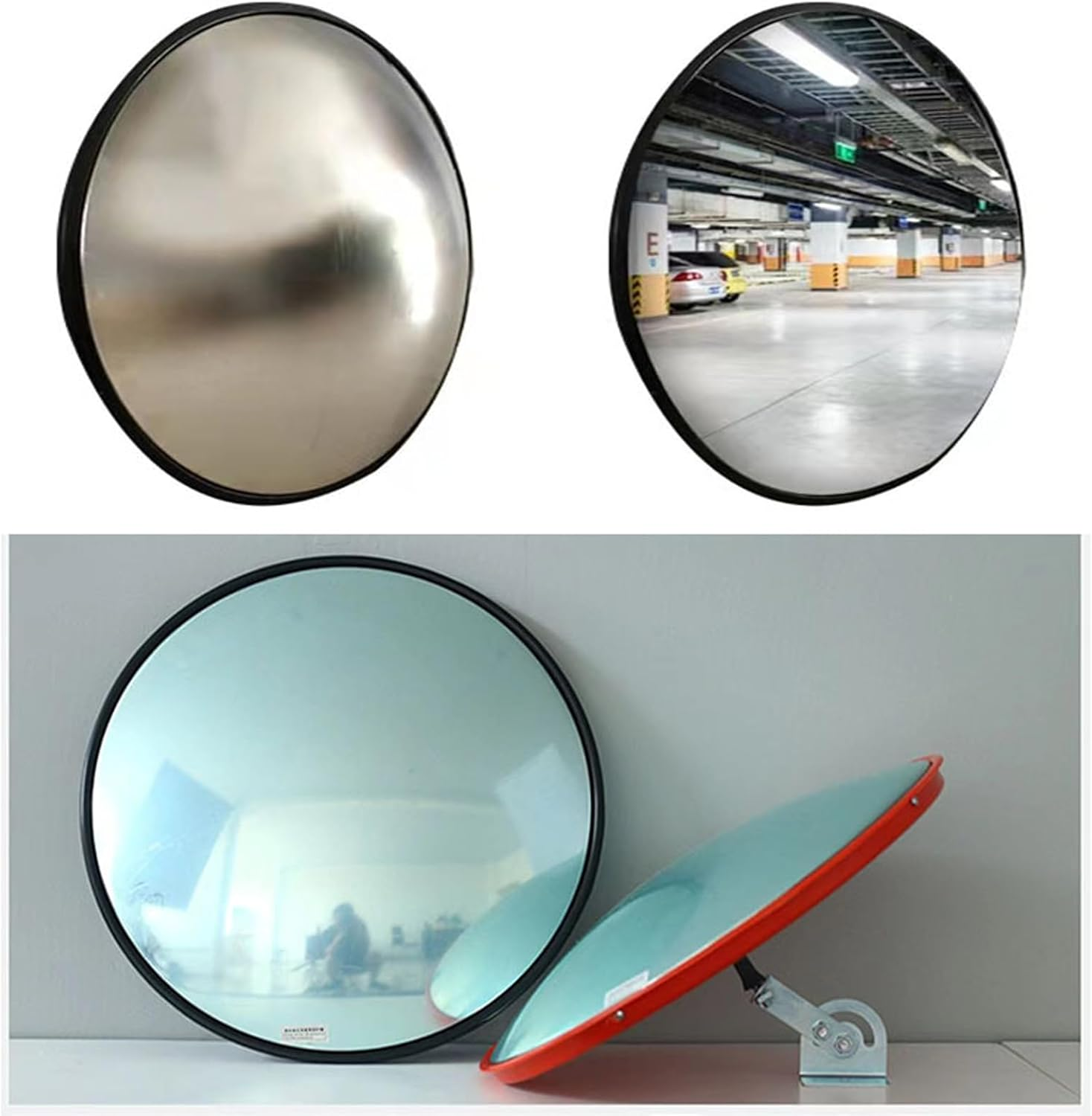 Blind Spot Mirror,Bedroom Decor 11.8 in Convex Mirror Adjustable Convex Traffic Mirror for Home Garage Warehouse Safety round Mirror Door Access with Wide Angle View,Traffic Mirror (Black) image number 1