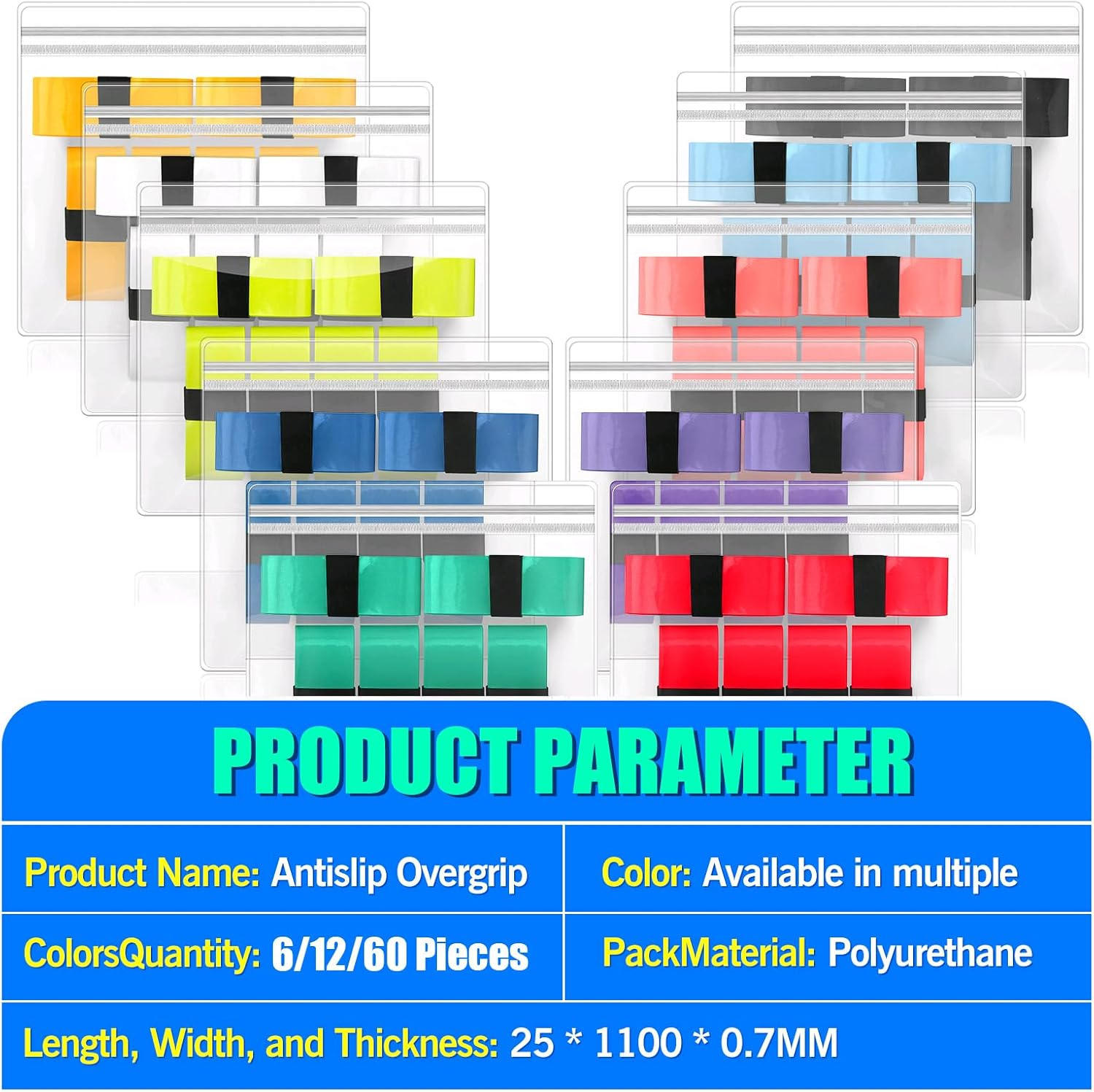 VORHI ZORIG Tennis Racquet Grip Tape, 6-12 Pack Replacement Overgrips image number 3