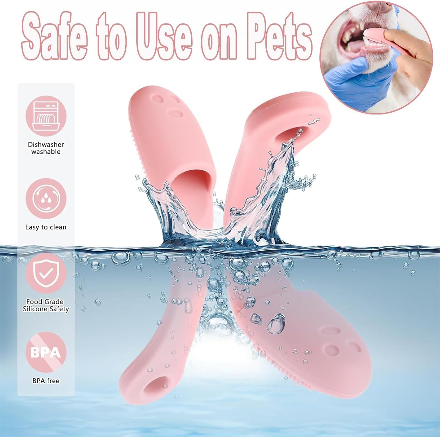 Xinghonyac 4 Pcs Cat Chin Brush, Silicone Scrubber for Cats Chin Cleaner, Cat Grooming Chin Scrubber, Silicone Brush for Cats Chin Cleaning Tool, Finger Brush Silicone Pet Toothbrush for Puppies and Cats image number 1