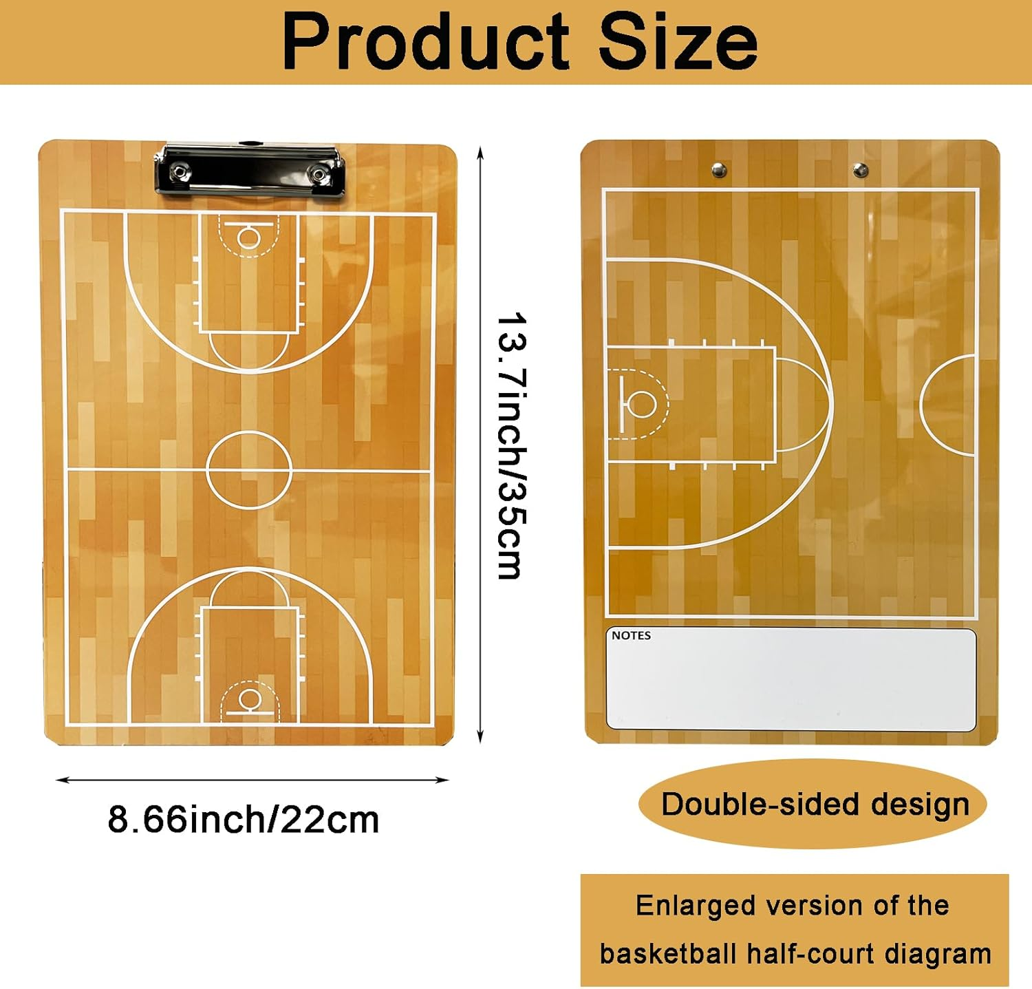 2 Pcs Basketball White Board for Coaches,13.7''&times;8.6''Basketball Dry Erase Board for Coaches,Basketball Clipboard for Coaches,Basketball Board for Coaches,Include 2 Whistles image number 2