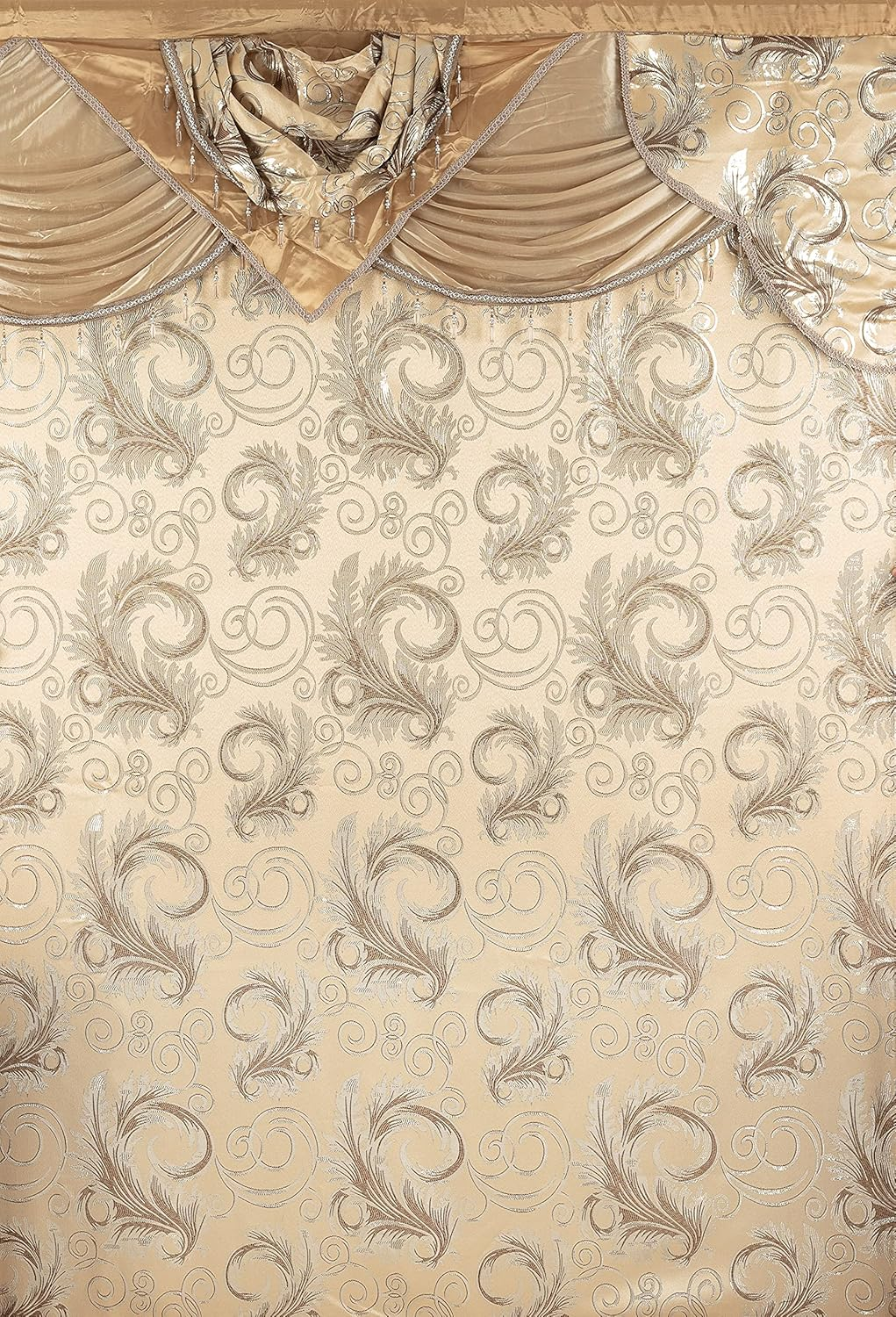 Golden Linen Jana Collection 2Pc Curtain Set with Attached Valance and Backing 55"X84" Each, Polyester & Polyester Blend, Taupe, 2 Panels of 55" X 84" Each image number 5