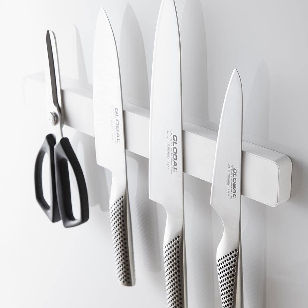 Yamazaki Industries 5201 Magnetic & Wall Knife Holder, W 13.8 Inches (35 Cm), White, Approx. W 13.8 X D 0.7 X H 1.6 Inches (35 X 1.7 X 4 Cm), Tower, Silicone Surface Knife Storage image number 3