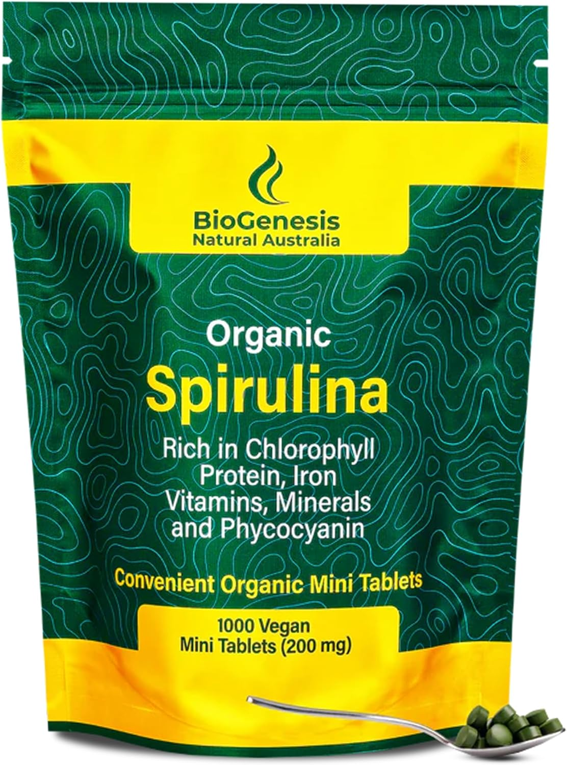 Biogenesis Organic Spirulina Mini Tablets Australia | Vegan Mini Tablets (200 Mg) (1000 Count) image number 4