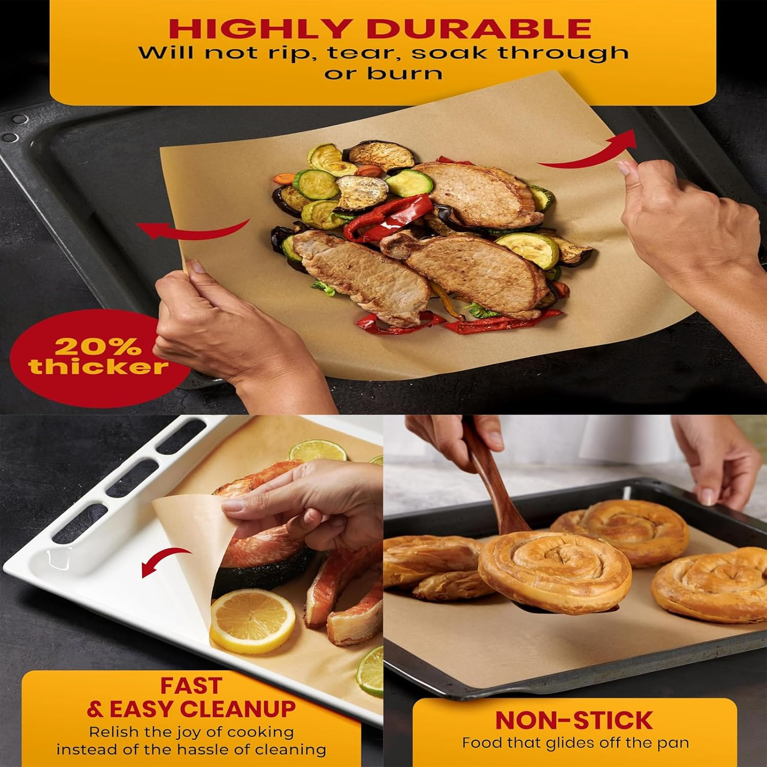 100 Pcs Unbleached Parchment Paper Baking Sheets, 8X12 Inch Precut Non-Stick Parchment Sheets for Air Fryer, Oven, Bakeware, Steaming image number 4