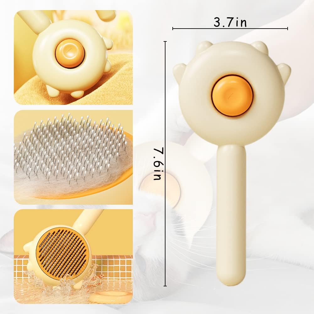 Hair Brush, 2023 New Pet Hair Cleaner Brush, Cat Grooming Brush Long or Short Hair Cats Dogs, Self Cleaning Slicker Comb for Kitten Removes Tangles Loose Fur (Green) image number 5