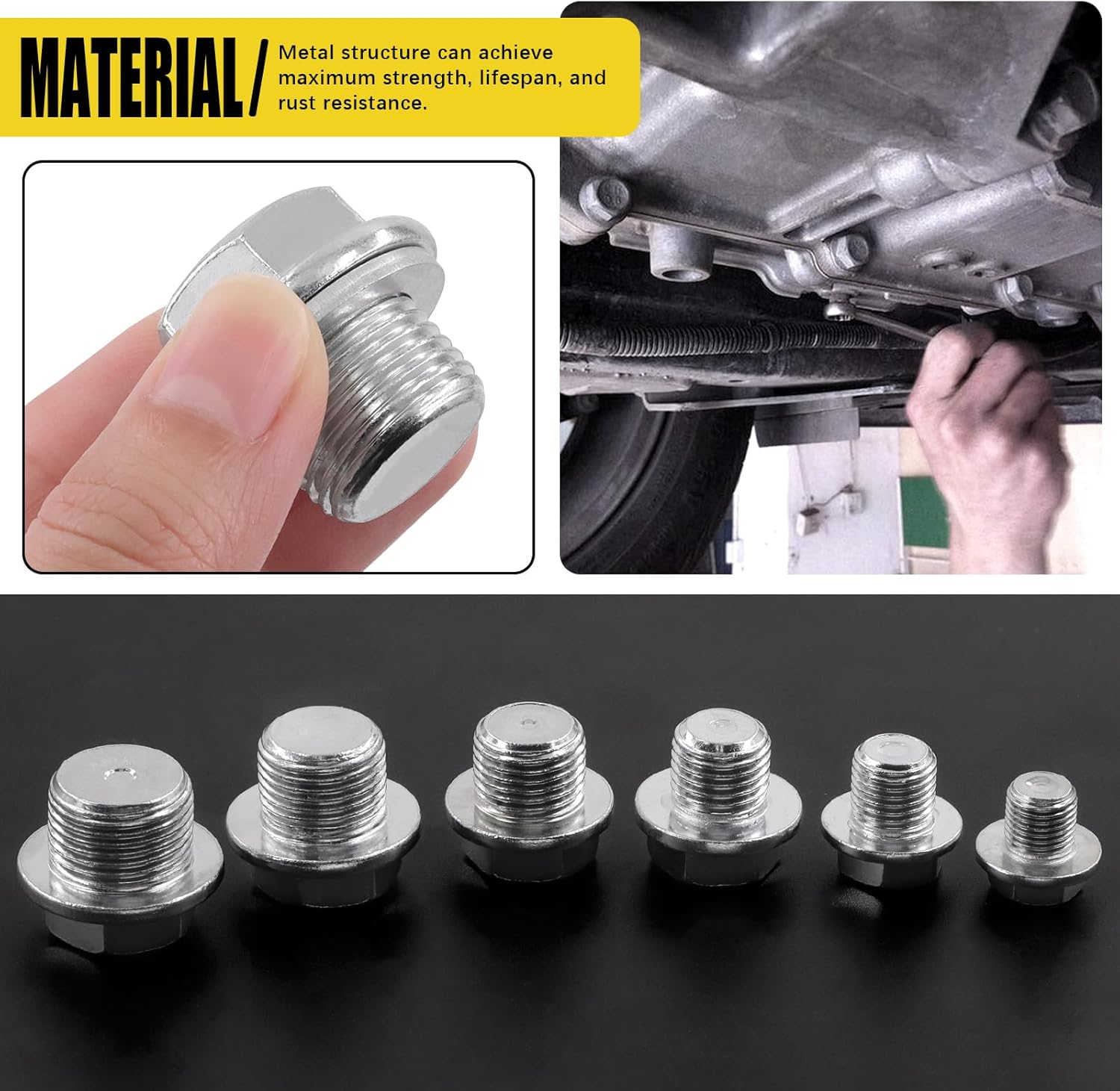 Mardatt 28 Sets Oil Drain Plug Assortment Kit, M10 M12 M14 M16 M18 M20 Steel Oil Drain Plugs with Aluminum Washer Gasket, Engine Oil Drain Plug Replacement Compatible with Honda, Hyundai, Toyota, Ford image number 1