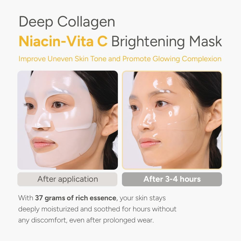 SUNGBOON EDITOR Deep Collagen Niacin-Vita C Overnight Mask 37Gx4Ea Real Collagen 2,160,000PPB with Niacinamide & Vitamin C Hydrating Face Mask for Glass Skin Korean Skincare Routine image number 1
