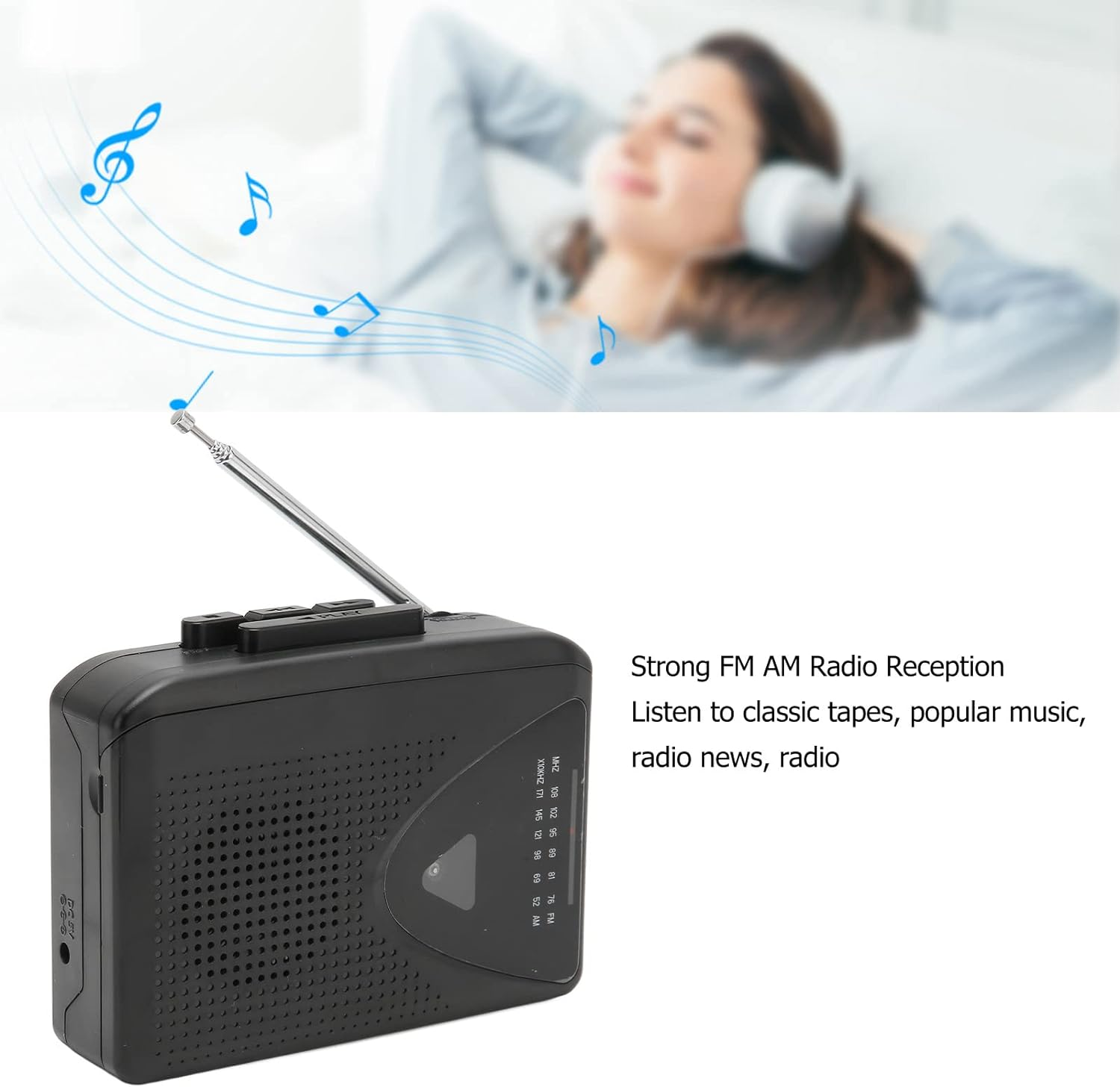 Portable Cassette Player FM AM Radio Tape Player, Portable Tape Player with Clear Speaker for Indoor Outdoor