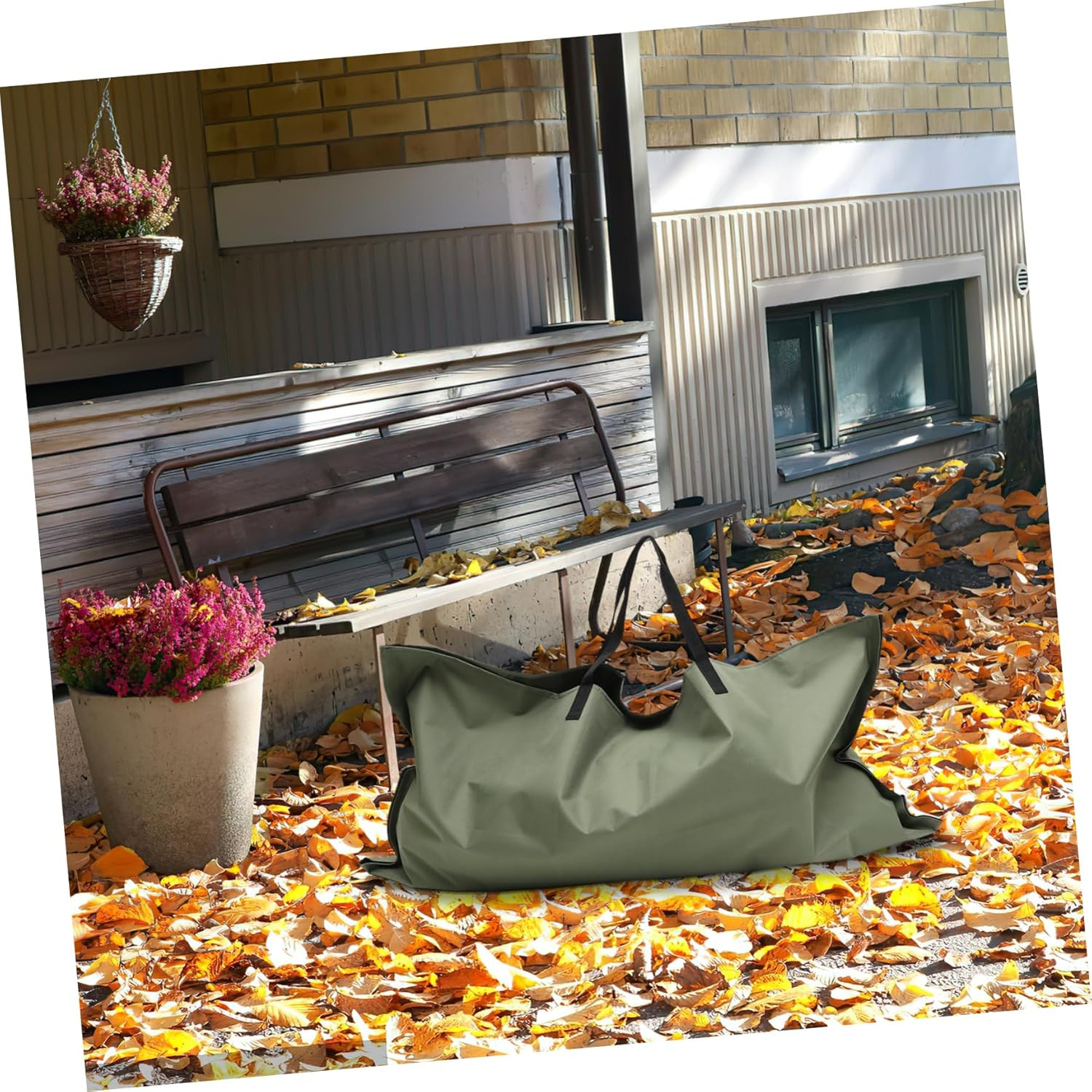 NULYLU Garden Leaf Waste Bag for Fallen Leaves and Lawn Clippings Portable Trash Container Handle Storage Pouch for Cleanup and Gardening Supply image number 3