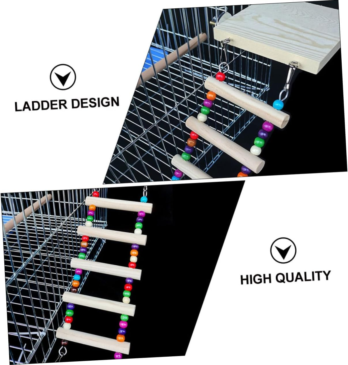 CLISPEED Parrot Standing Ladder Colored Wooden Climbing Swing for Birds Cockatiels Parakeets Lovebirds Training Playground Chewing Activity image number 1
