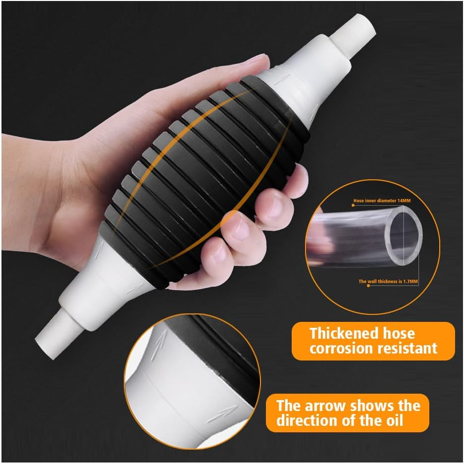Multifunction Liquid Sucker Pump Siphon Pump for Gasoline Gas Oil Fuel Petrol Diesel Fluid Water Fish Tank, Manual Hand Pump Transfer Pump with Syphon Hose, Metal Buckles (3M) image number 4