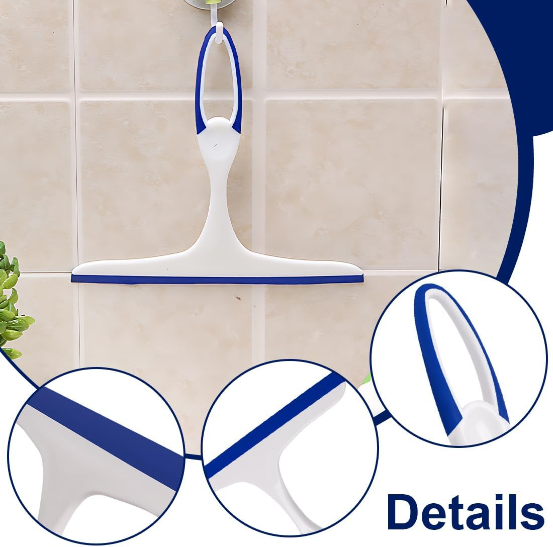 VAEIORP 1 Piece Shower Squeegee Bathroom and Shower Glass Brush with Plastic Shower Mirror Window Cleaning Brush for Bathroom Mirror Window Floor Glass Blue