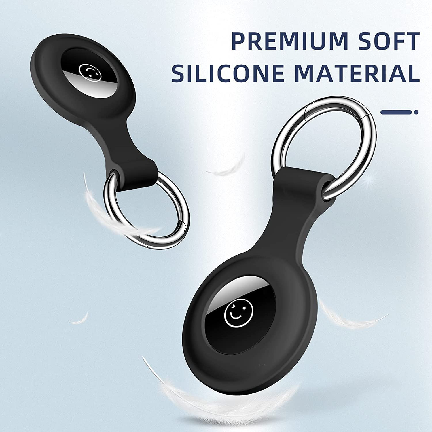 4 Pack Theapro Tag Case for Apple Tags Holder 2021, Keychain Tags Case with Anti-Lost Key Ring, Soft Silicone Anti-Scratch Lightweight Protective Skin Cover (Green+Blue+Gray+Purple) image number 4